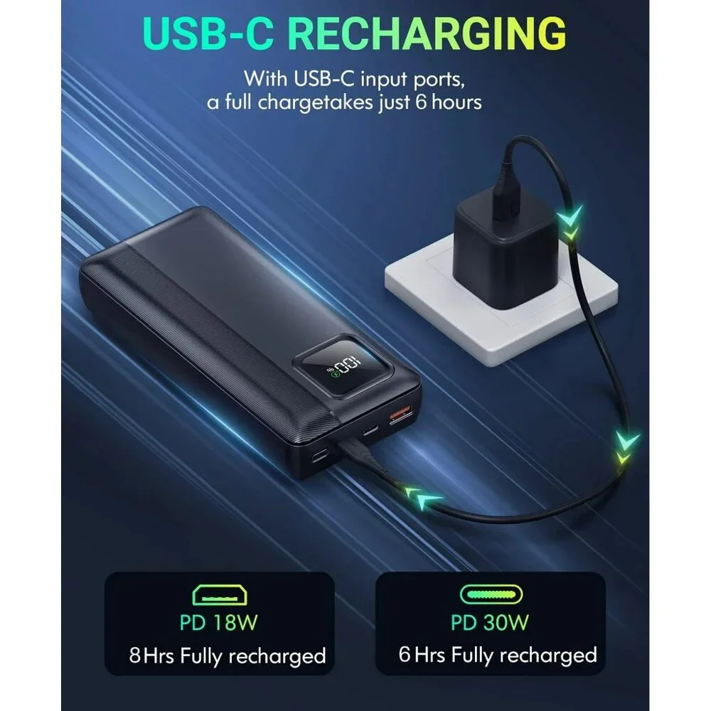 Portable Phone Charger -40000 mAh Fast Charging Power Bank, With Built-in Cables